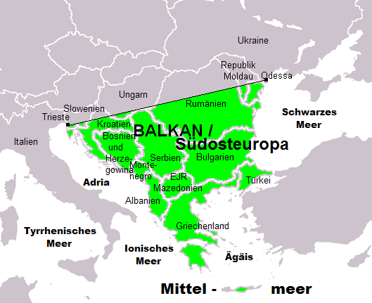 Balkan nach Triest-Odessa-Linie als Nordgrenze