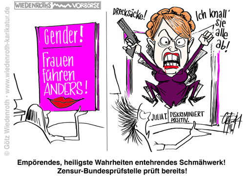 Anti-Feminismus-Karikatur von Götz Wiedenroth